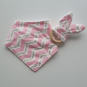 Bandana slab met bijtring roze/goud