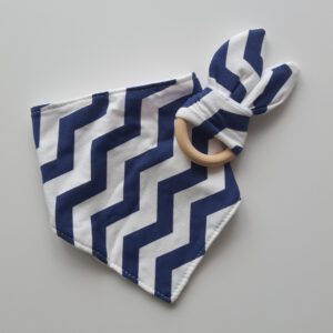 Bandana slab met bijtring blauw/wit